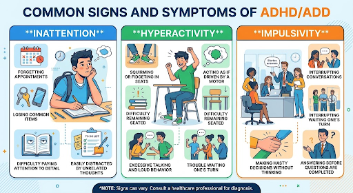Common Signs and Symptoms of ADHD/ADD